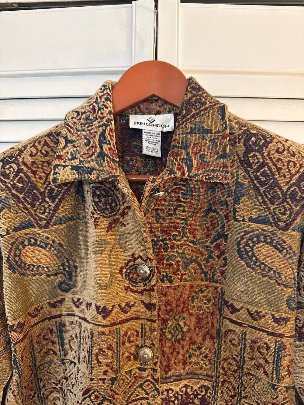 Erin London Vintage Tapestry Paisley Button Front Jacket